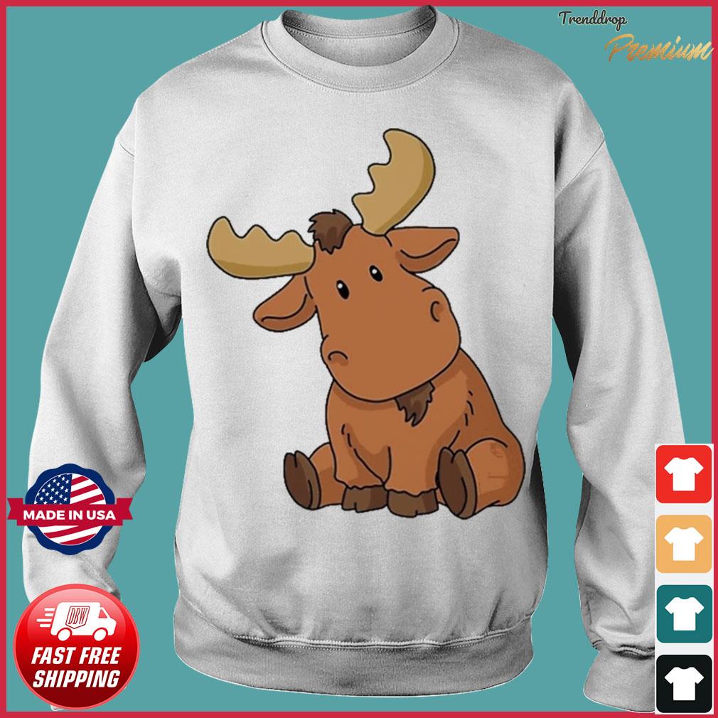 Cute Baby Moose Cartoon Shirt Hoodie Sweater Long Sleeve And Tank Top